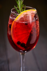 mocktail iwth fruits on the wooden background