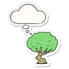 cartoon tree and thought bubble as a printed sticker