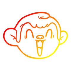 warm gradient line drawing cartoon monkey face