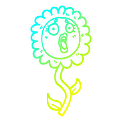 cold gradient line drawing cartoon shocked sunflower