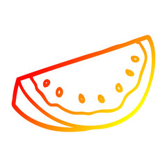 warm gradient line drawing cartoon watermelon