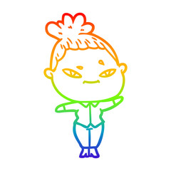 rainbow gradient line drawing cartoon woman