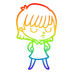 rainbow gradient line drawing cartoon woman