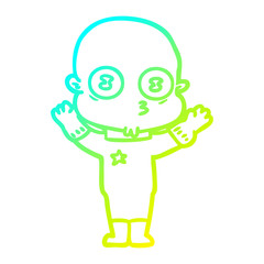 cold gradient line drawing cartoon weird bald spaceman