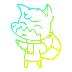 cold gradient line drawing cartoon fox