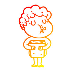 warm gradient line drawing cartoon man singing