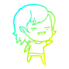 cold gradient line drawing cartoon undead vampire girl pointing