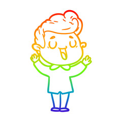 rainbow gradient line drawing happy cartoon man