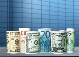 Stack of money on  isolated background