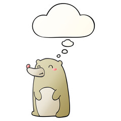 cute cartoon bear and thought bubble in smooth gradient style