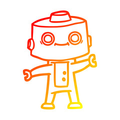 warm gradient line drawing cartoon robot