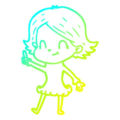 cold gradient line drawing cartoon friendly girl