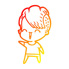 warm gradient line drawing cartoon happy hipster girl