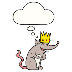 cartoon rat king laughing and thought bubble