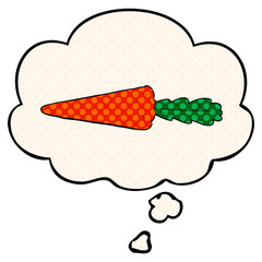 cartoon carrot and thought bubble in comic book style