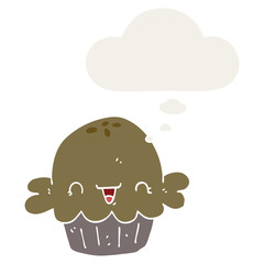 cute cartoon pie and thought bubble in retro style