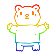 rainbow gradient line drawing cartoon teddy bear