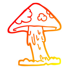 warm gradient line drawing cartoon mushroom