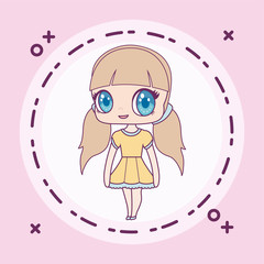 cute little doll in frame circular