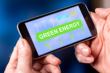 Green energy concept on a smartphone