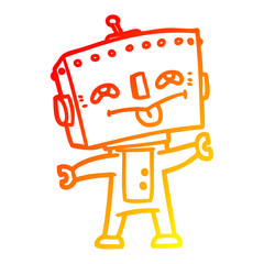 warm gradient line drawing cartoon robot