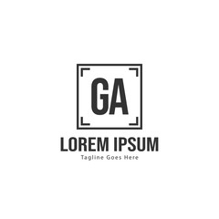 Initial GA logo template with modern frame. Minimalist GA letter logo vector illustration