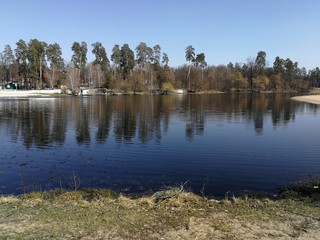 Obraz premium landscape with lake and trees