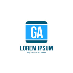 Initial GA logo template with modern frame. Minimalist GA letter logo vector illustration