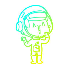 cold gradient line drawing laughing cartoon astronaut