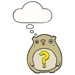 cartoon curious bear and thought bubble