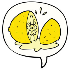 cartoon cut lemon and speech bubble