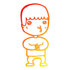 warm gradient line drawing cartoon man thinking