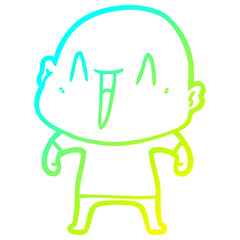 cold gradient line drawing happy cartoon bald man
