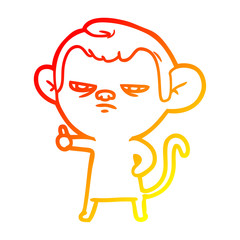 Obraz premium warm gradient line drawing cartoon annoyed monkey