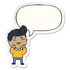 cartoon man laughing and speech bubble sticker