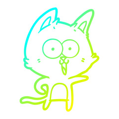 cold gradient line drawing funny cartoon cat