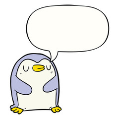 cartoon penguin and speech bubble