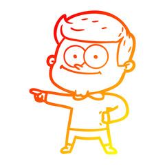 warm gradient line drawing cartoon happy man
