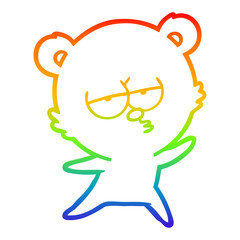 rainbow gradient line drawing bored bear cartoon