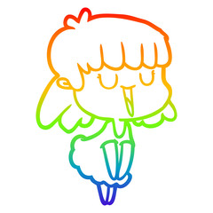 rainbow gradient line drawing cartoon woman