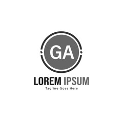 Initial GA logo template with modern frame. Minimalist GA letter logo vector illustration