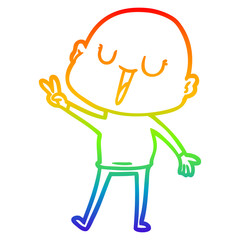rainbow gradient line drawing happy cartoon bald man