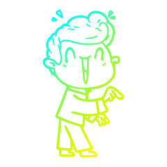 cold gradient line drawing cartoon excited man