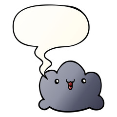 cartoon cloud and speech bubble in smooth gradient style