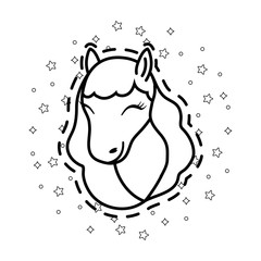 patch of cute horse head and stars