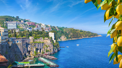 Cliff coastline of Sorrento and Gulf of Naples, Italy