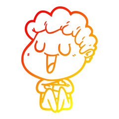 warm gradient line drawing laughing cartoon man