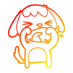 warm gradient line drawing cute cartoon dog barking