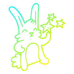 cold gradient line drawing cartoon happy rabbit