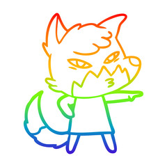 rainbow gradient line drawing clever cartoon fox